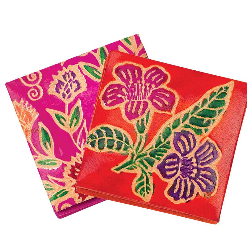 Floral Snap Leather Coin Purse
