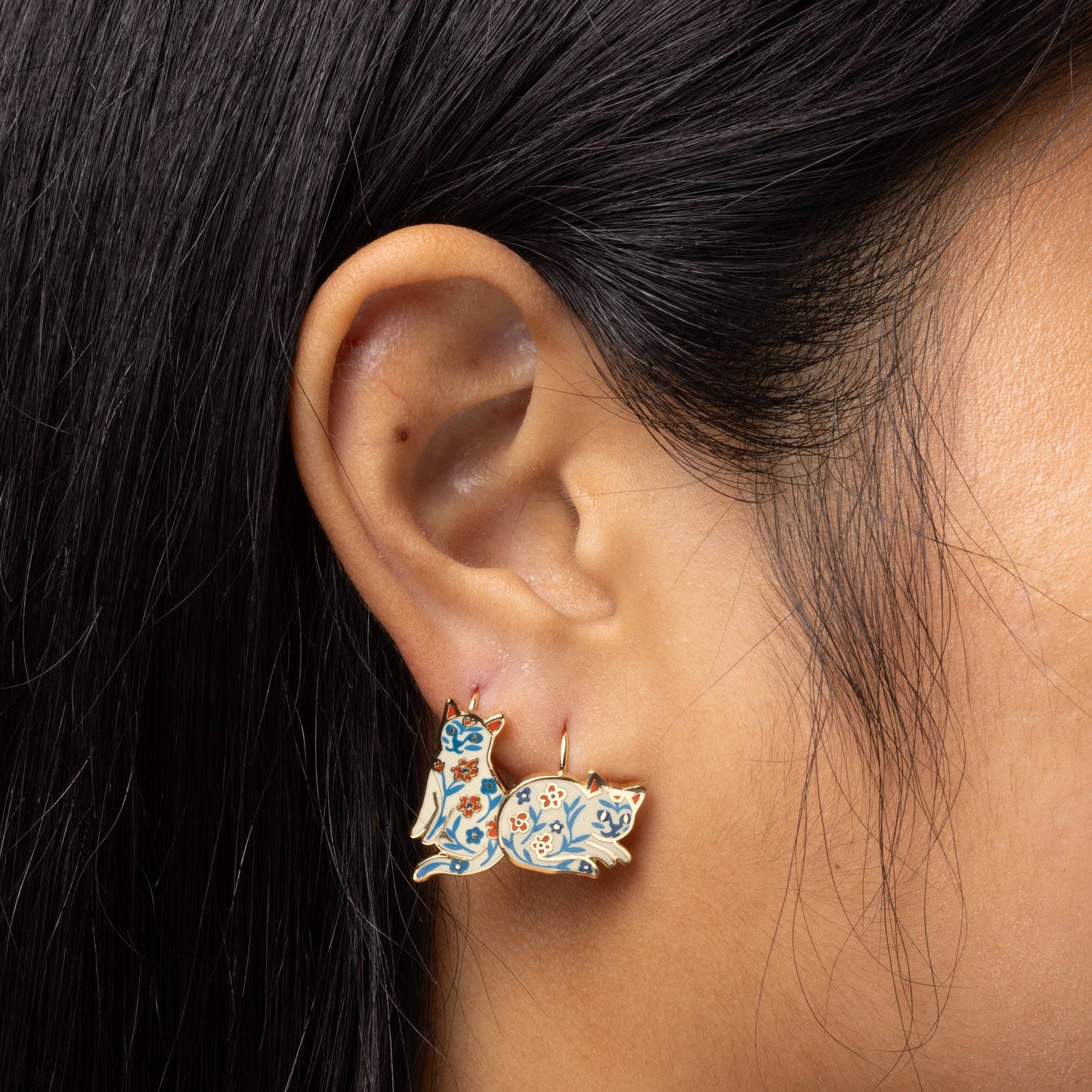 Floral Cats Earrings