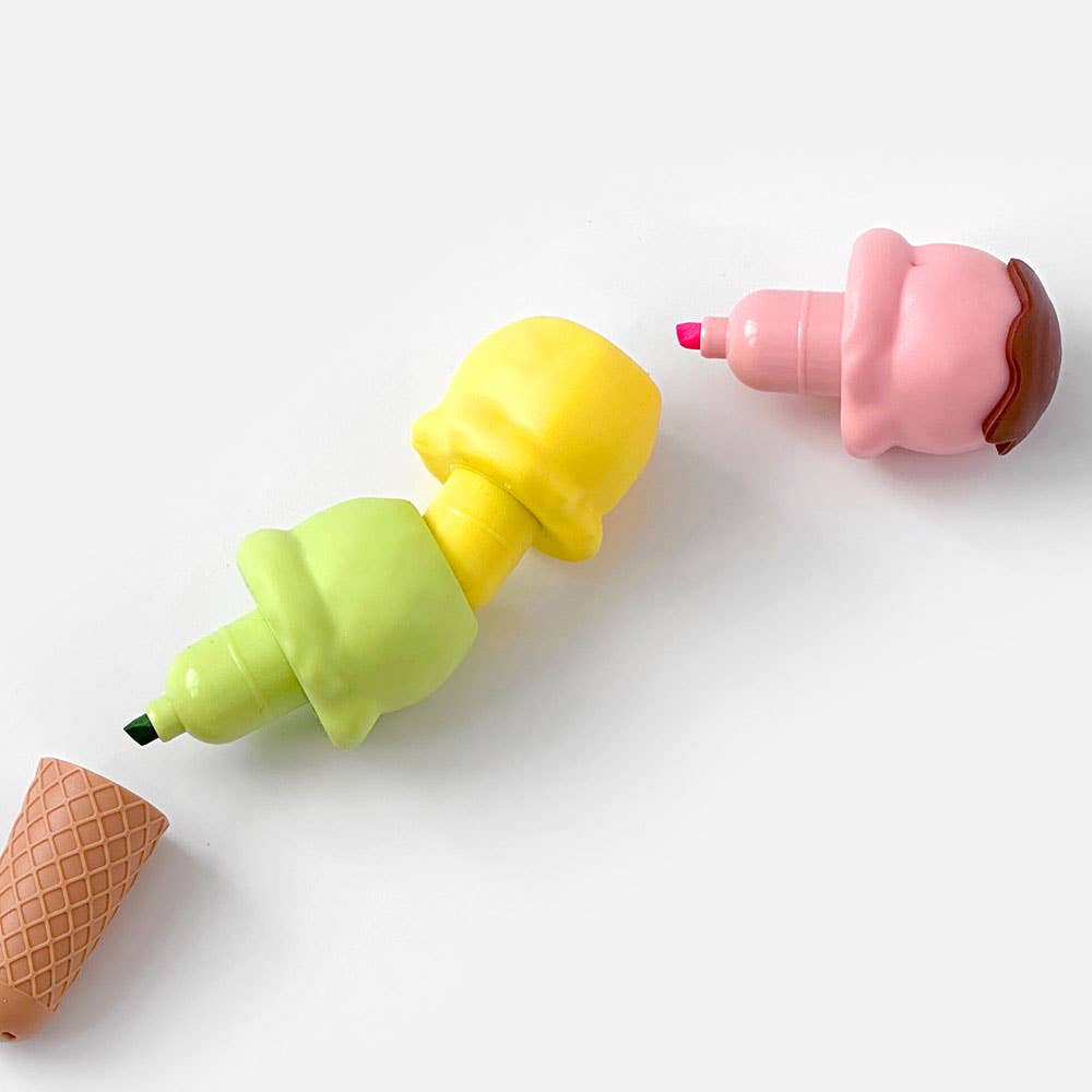 Ice Cream Cone Highlighter Set
