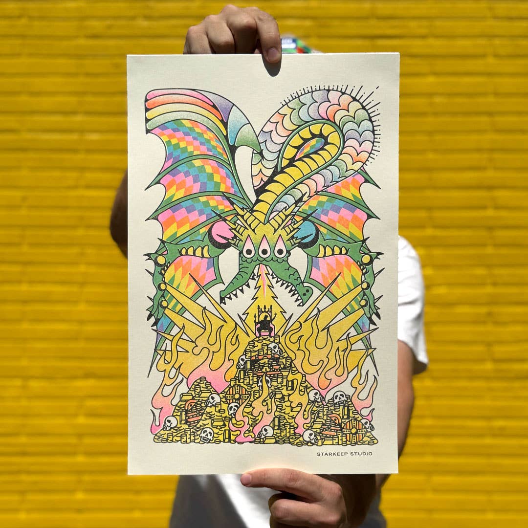 The Mad King Risograph Print