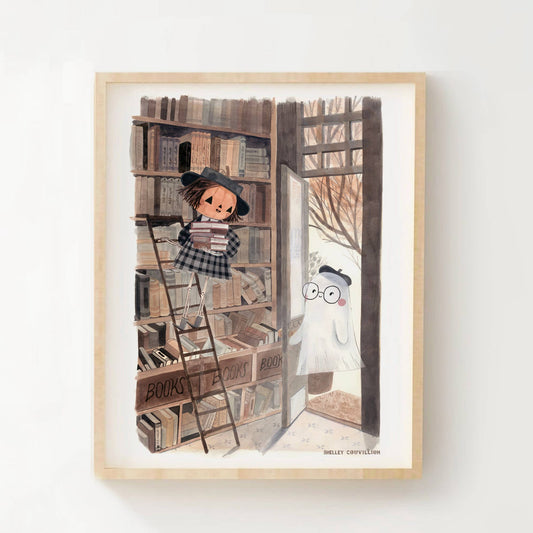 Pumpkin and Ghosty Bookstore print