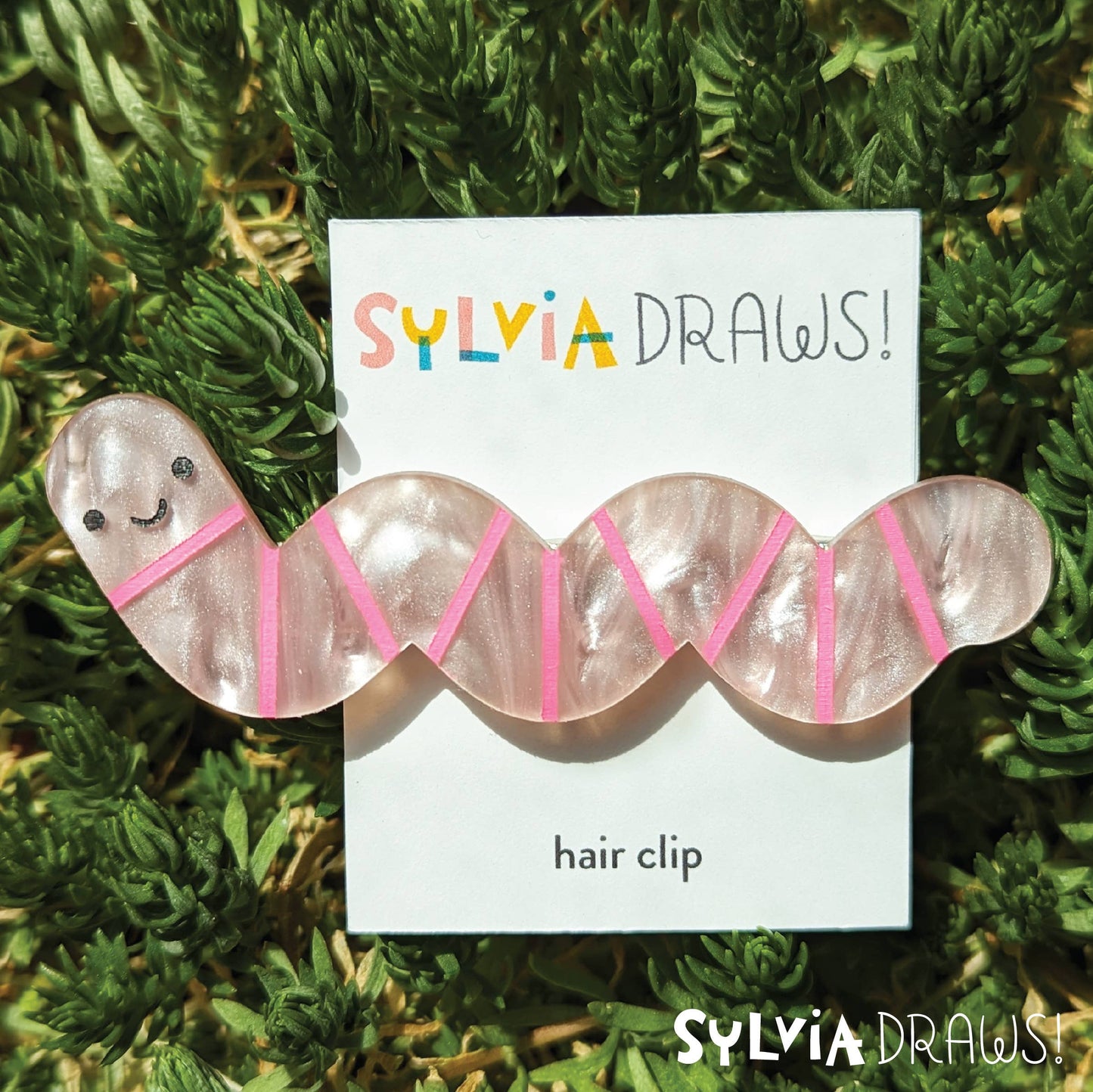 Pink Worm Hair Clip