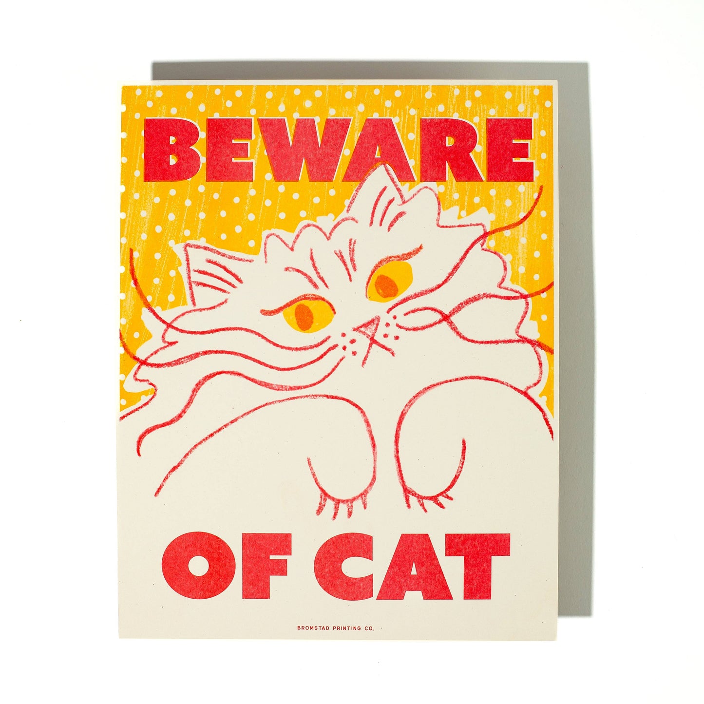 Beware of Cat Risograph Print