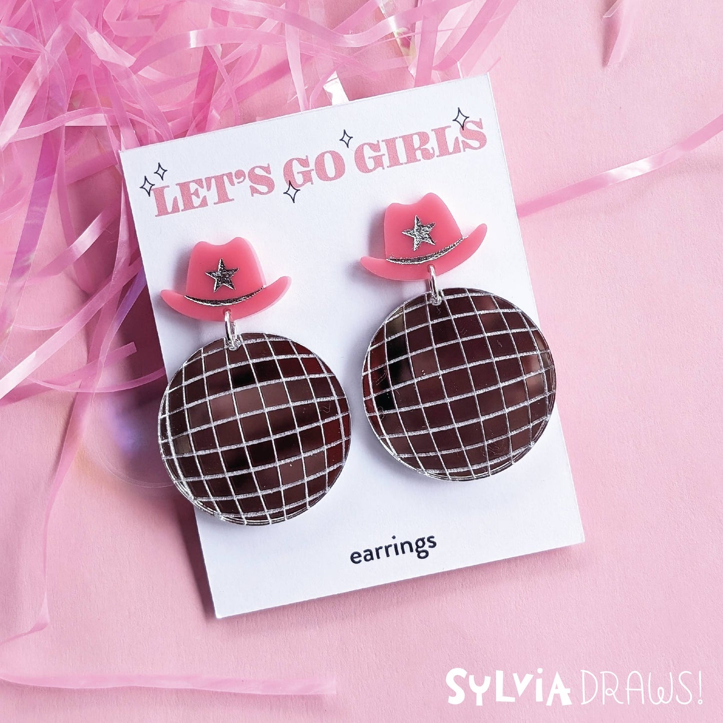 Disco Ball Cowboy Hat Earrings