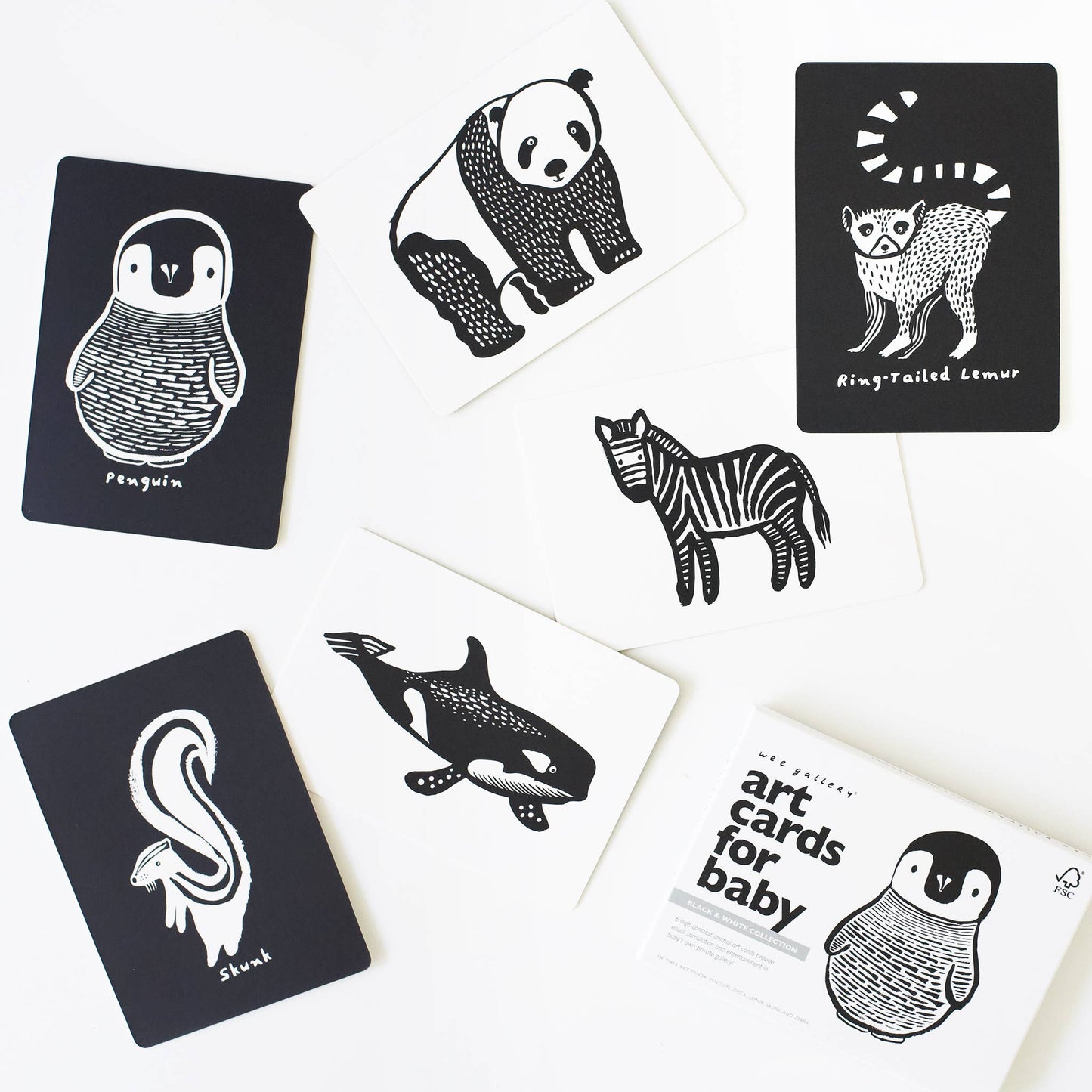 Black and White Animals Art Cards for Baby