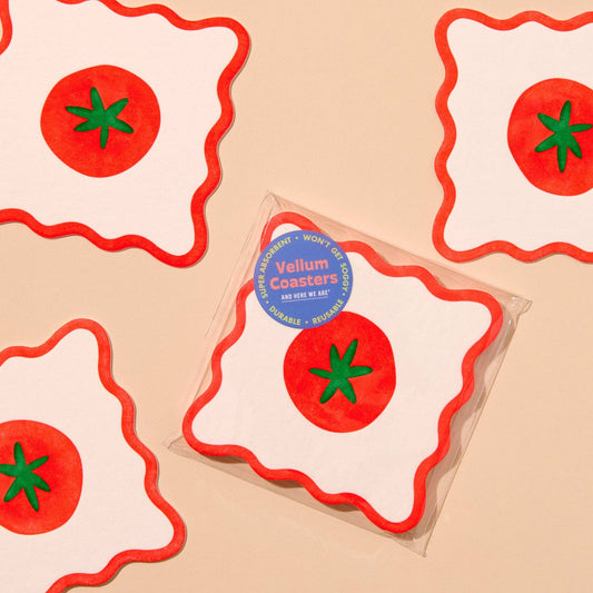 Tomato Letterpress Vellum Coasters Set