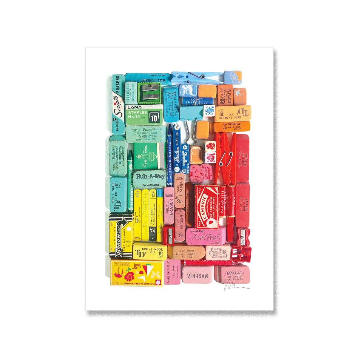 Eraser Arrangements postcard prints