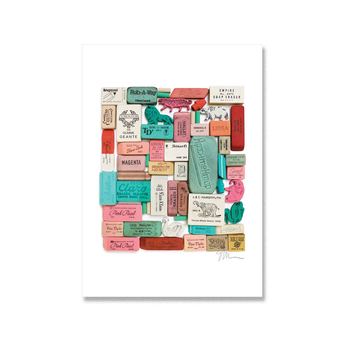 Eraser Arrangements postcard prints