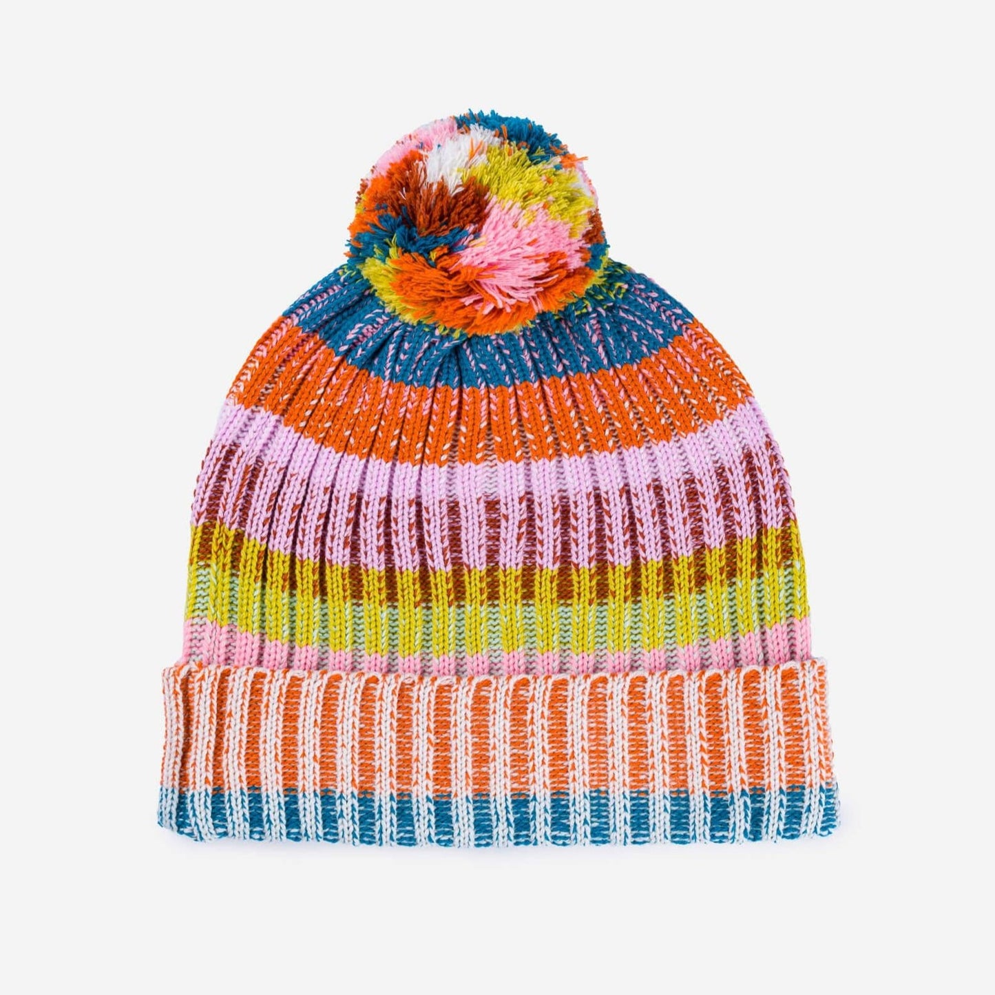 Mosaic Stripe Pom Beanie