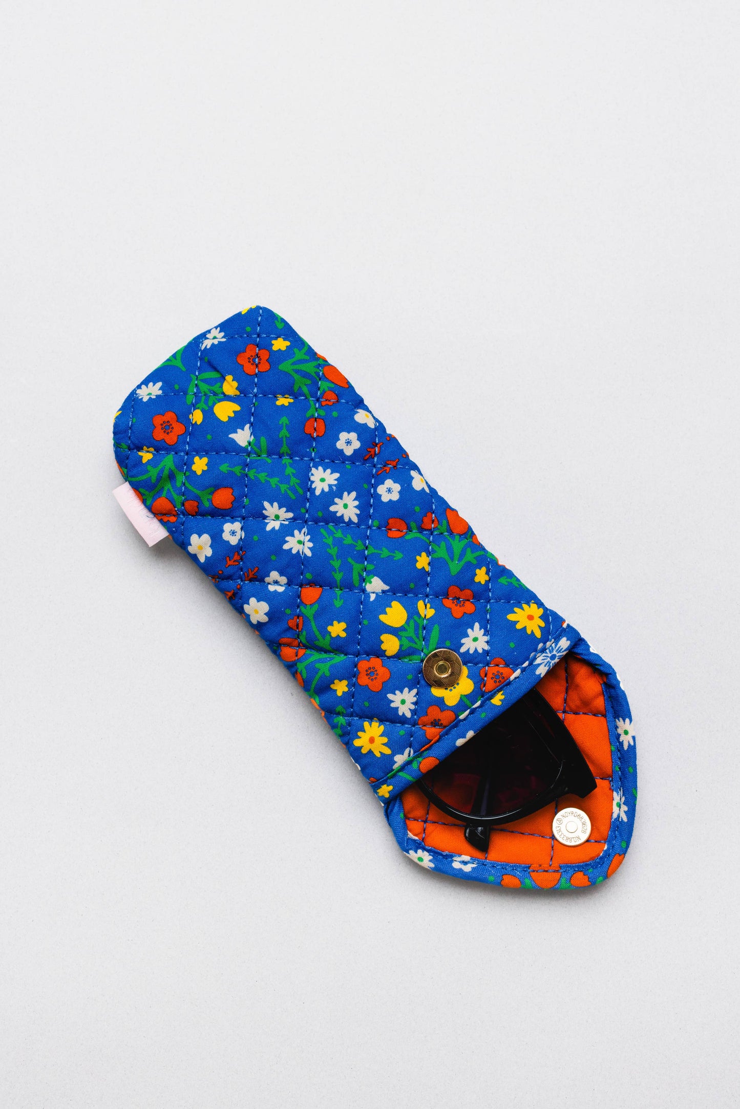 Blue Scandinavian Floral Quilted Glasses Case