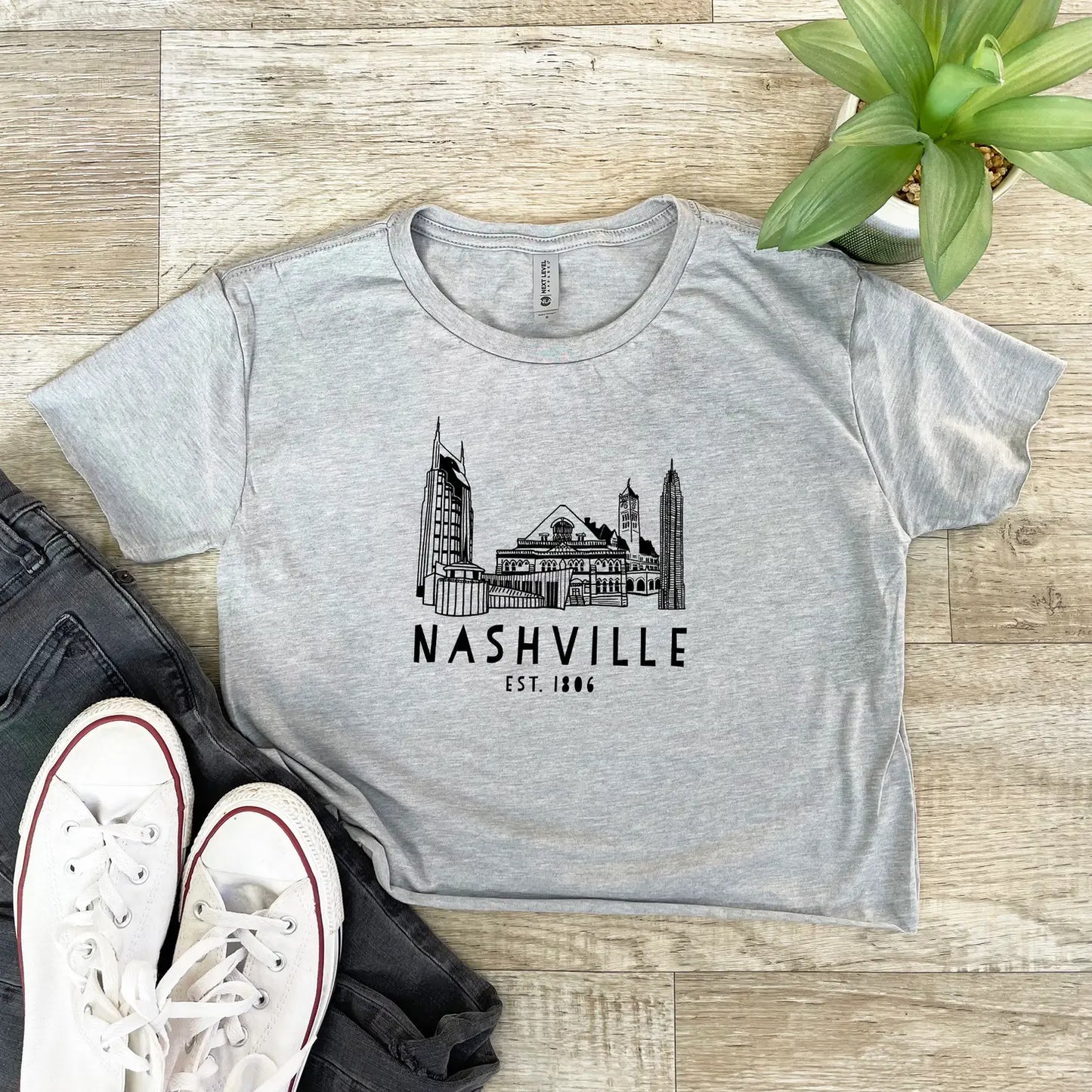 Gray Downtown Nashville Cropped Shirt