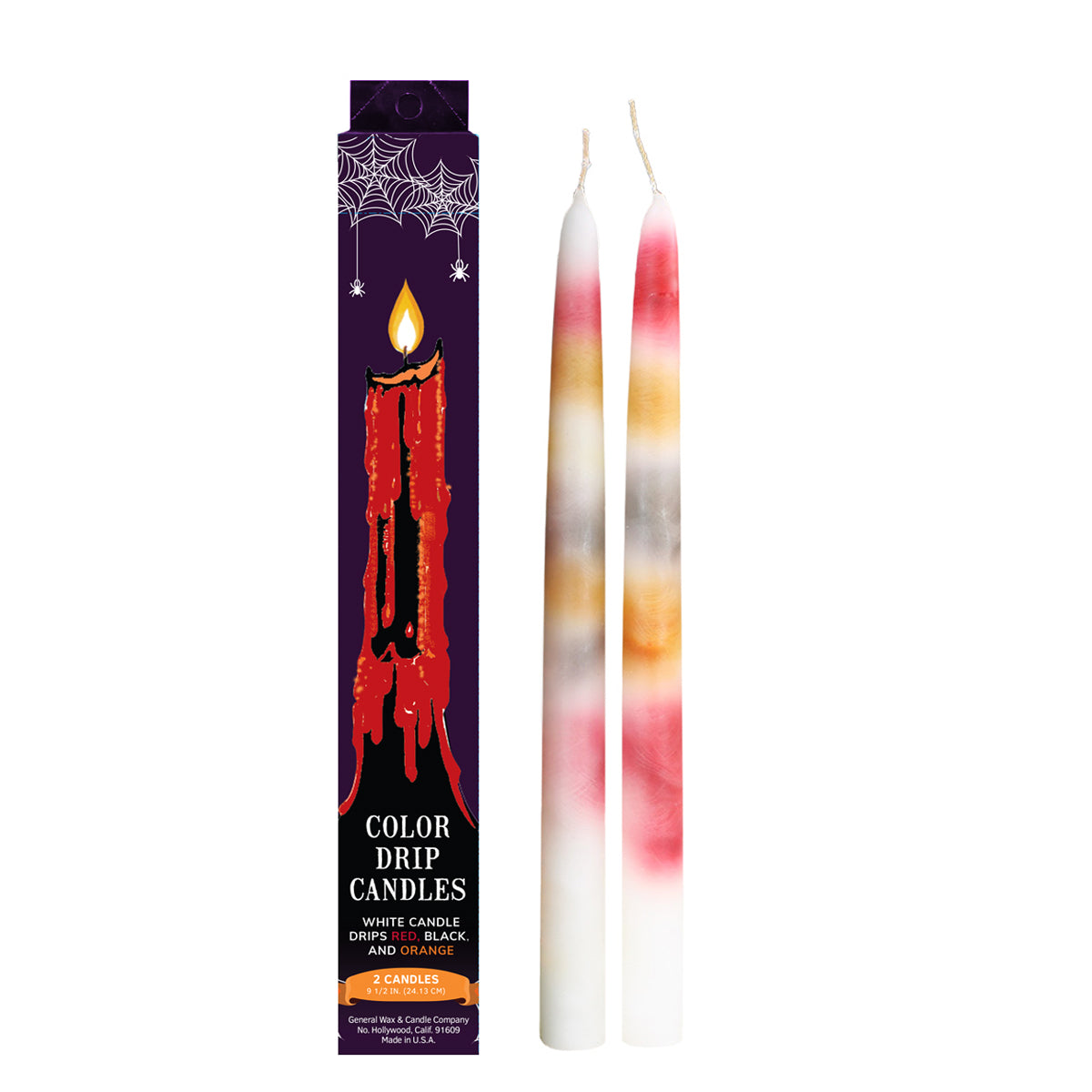 Halloween Multicolor Drip Taper Candles (Pack of 2)