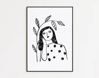 Woman and Branch print