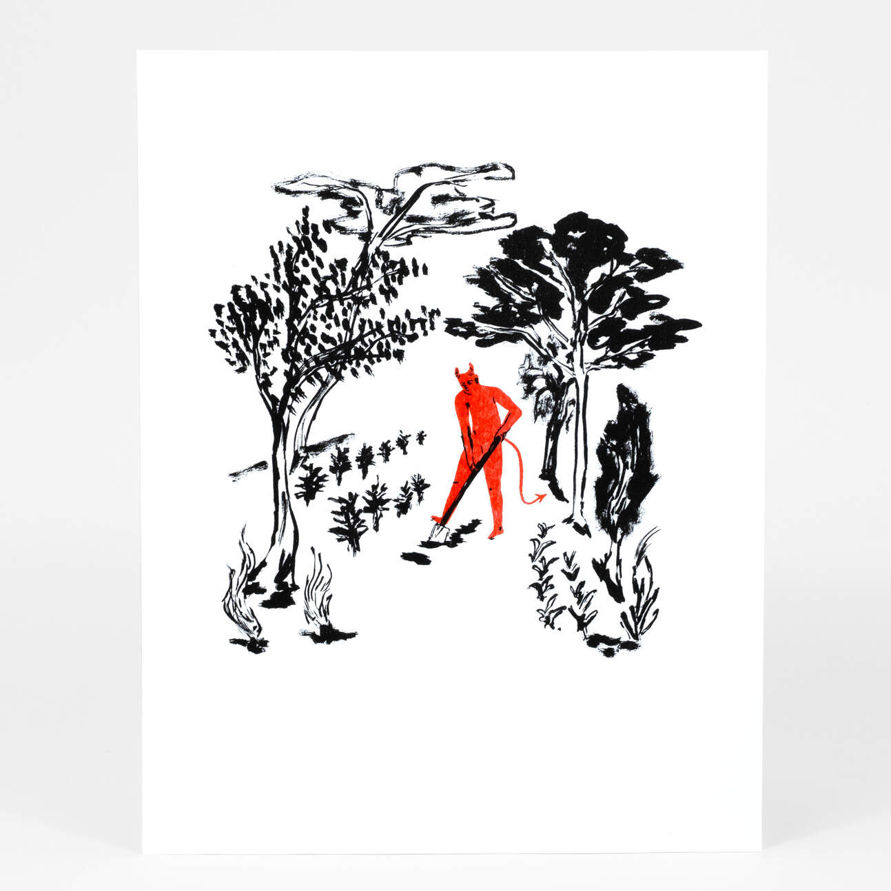 The Devil Is Working In The Garden Riso Print