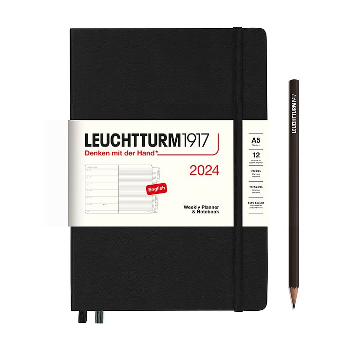 2024 Leuchtturm Hardcover Weekly Planner and Notebook: A5