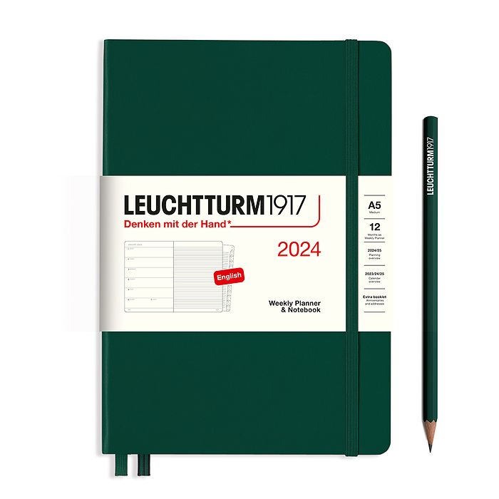 2024 Leuchtturm Hardcover Weekly Planner and Notebook: A5