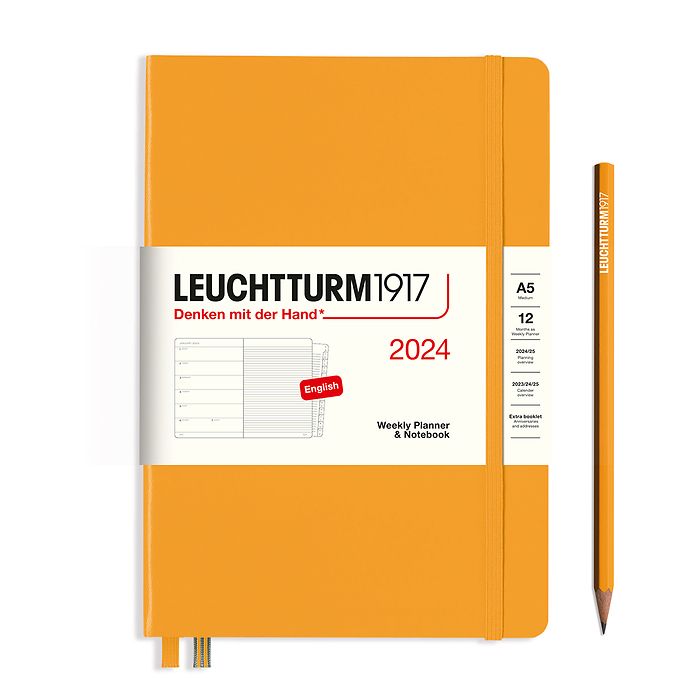 2024 Leuchtturm Hardcover Weekly Planner and Notebook: A5