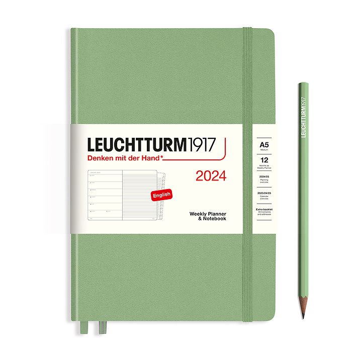 2024 Leuchtturm Hardcover Weekly Planner and Notebook: A5