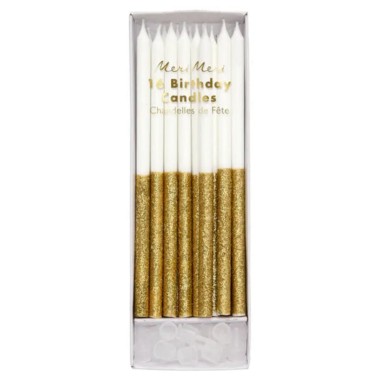 Gold Glitter Dipped Candles