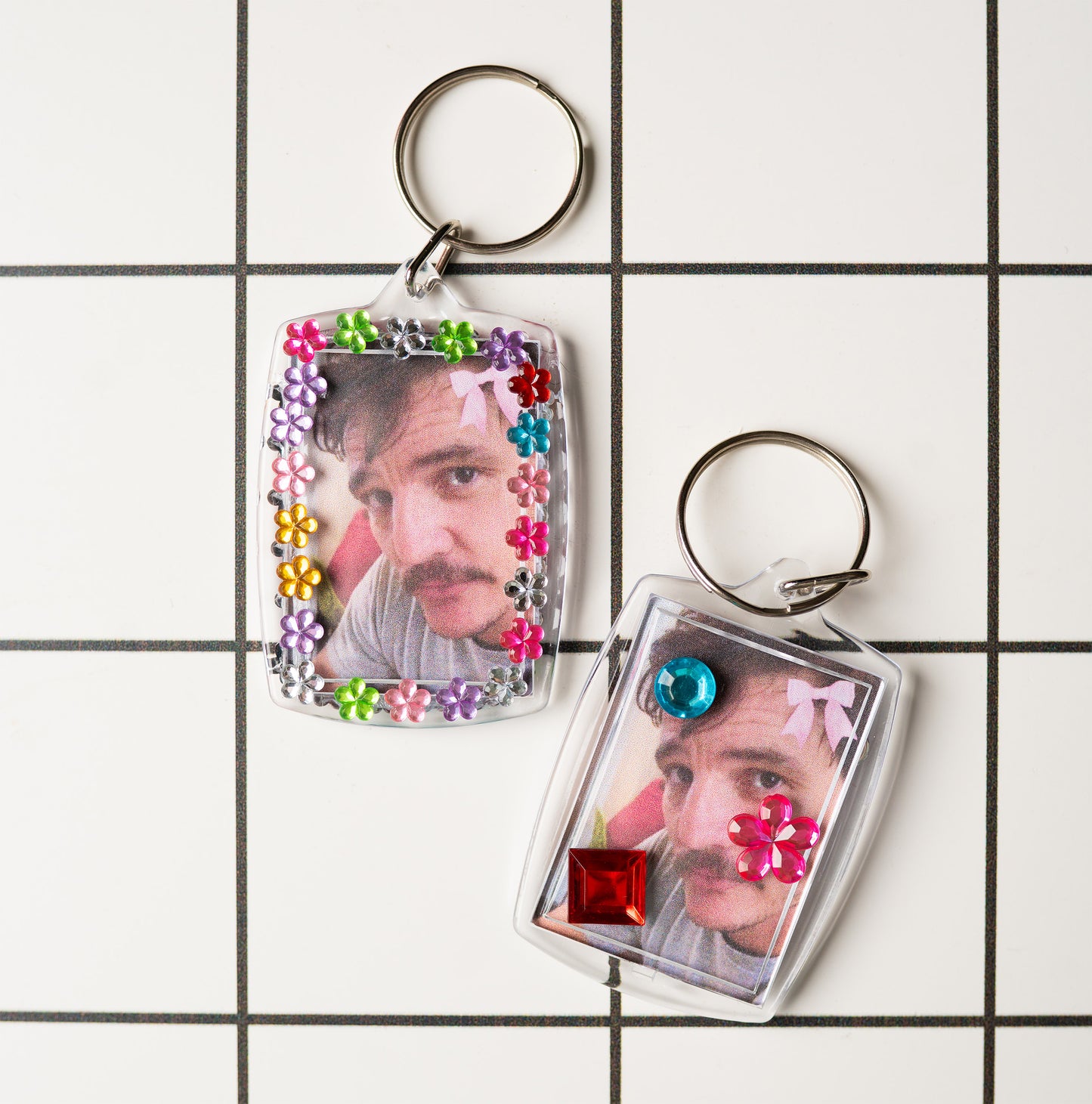 Pedro Pascal Bedazzled Keychain
