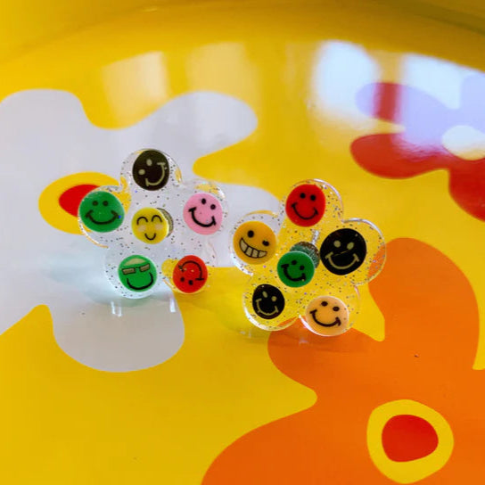 Rainbow Smiley Stud Earrings