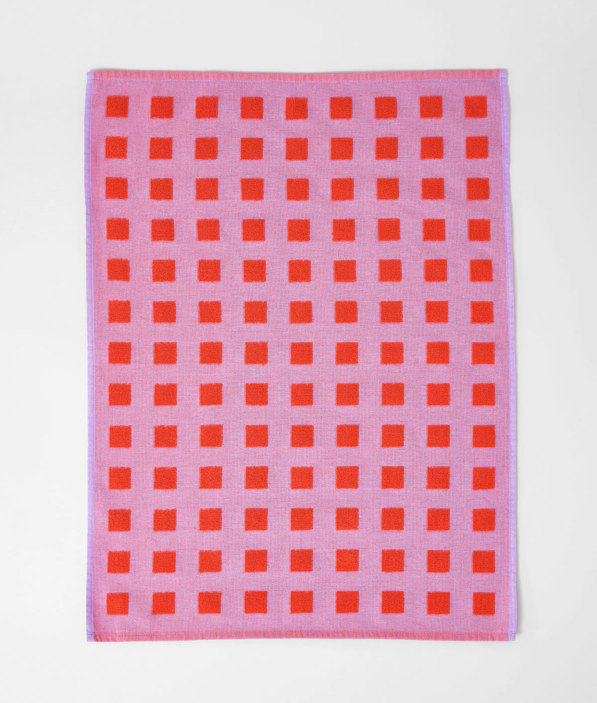 Squares Lilac/Red Tea Towel