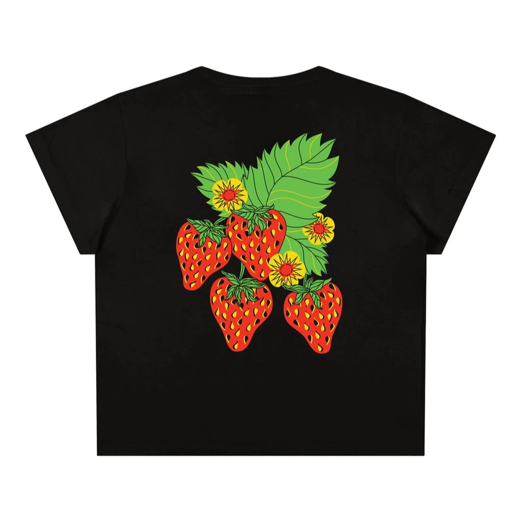 Strawberry Black Cropped Tee