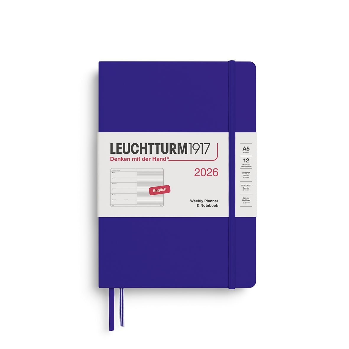 2026 Leuchtturm Hardcover Weekly Planner and Notebook: A5