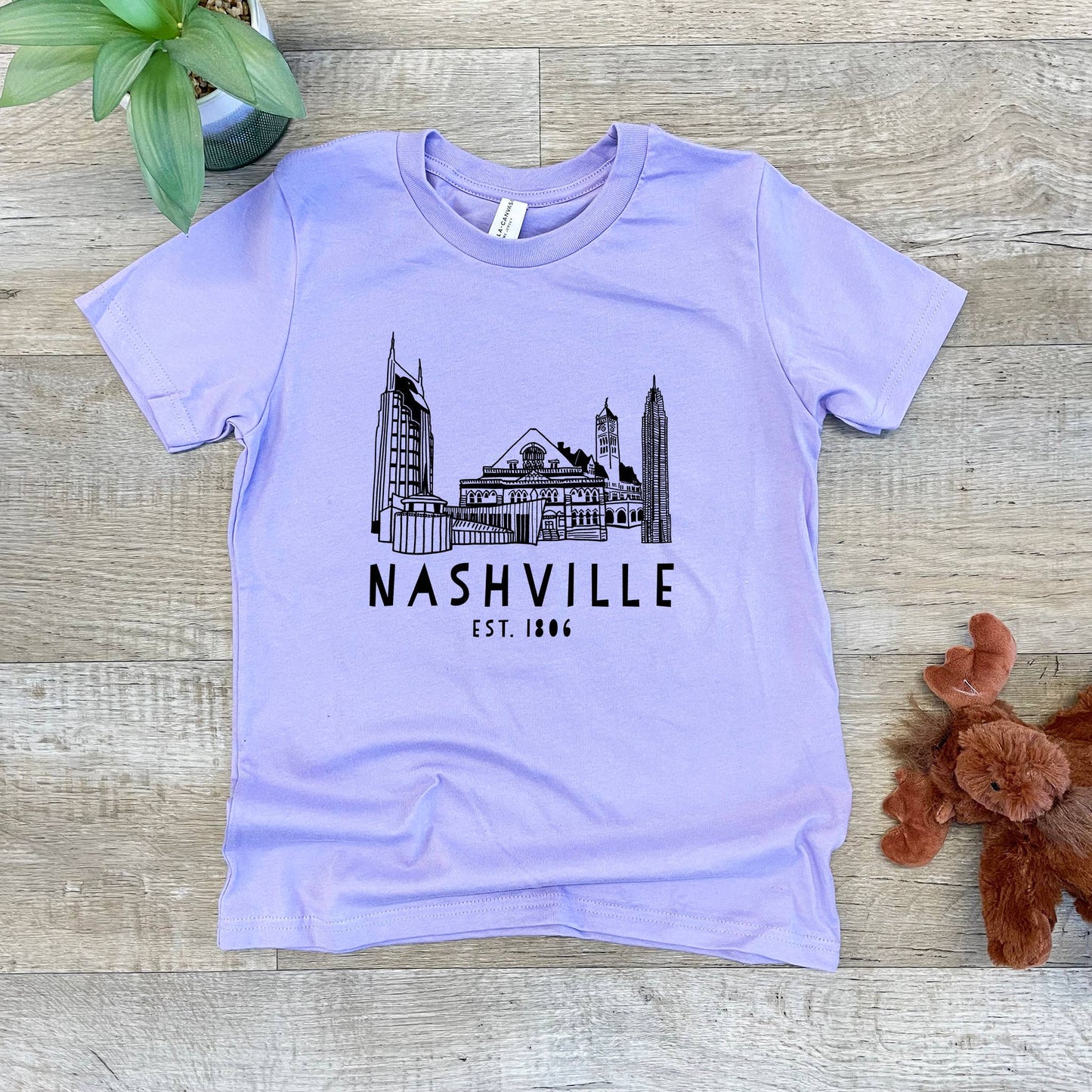 Downtown Nashville Skyline Lavender Youth Shirt