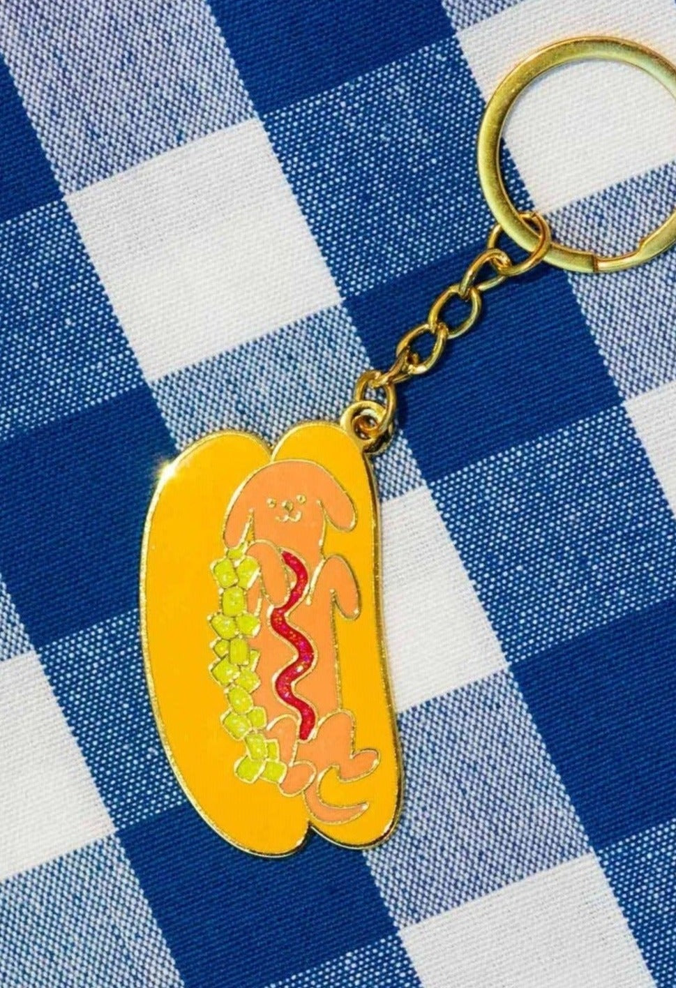 Hot Doggy Dog Enamel Keychain