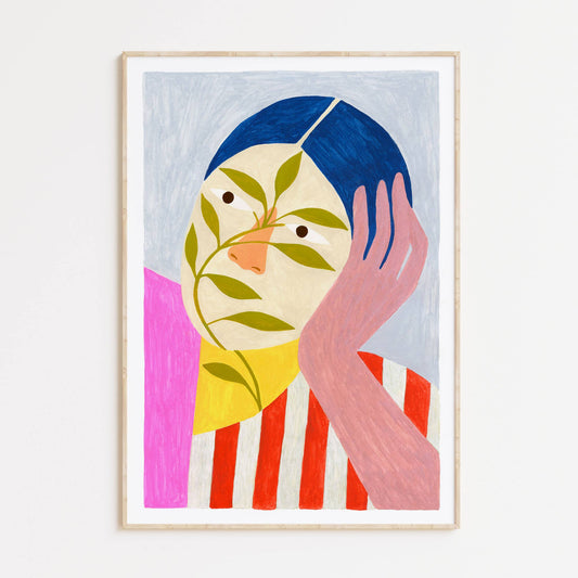 Woman and Leaves print