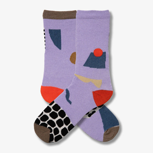 Lilac Snacks Collage Crew Socks