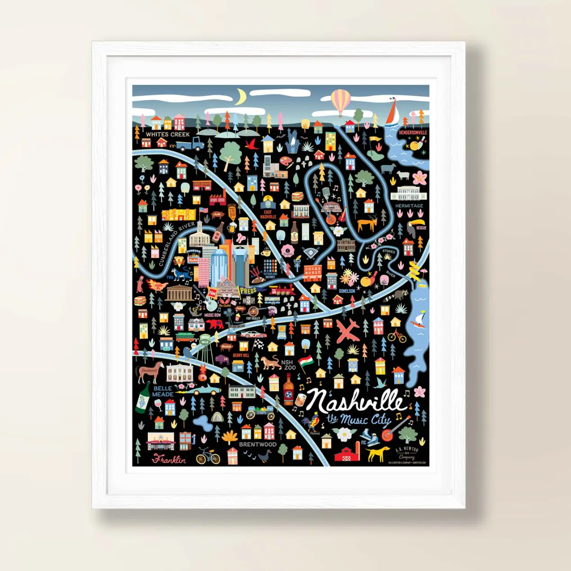 Nashville Map by Night print