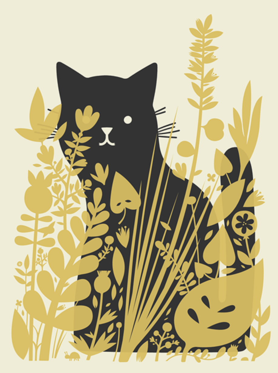 Cat Behind Plants print