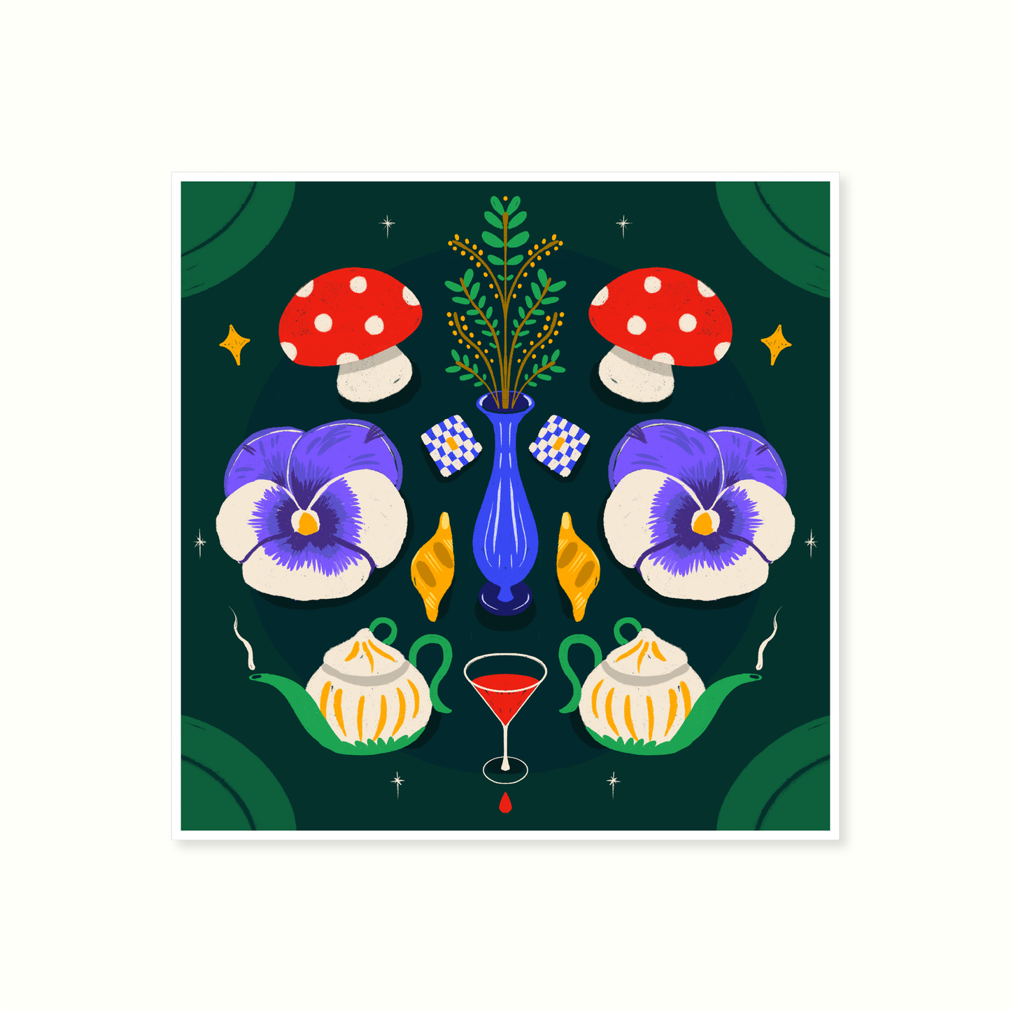 Toadstool Tea Party 9.8x9.8"