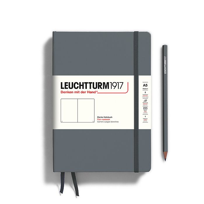 Leuchtturm A5 Medium Hardcover Notebook: Plain Pages