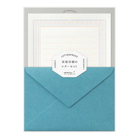 Midori Blue Letterpress Letter Set