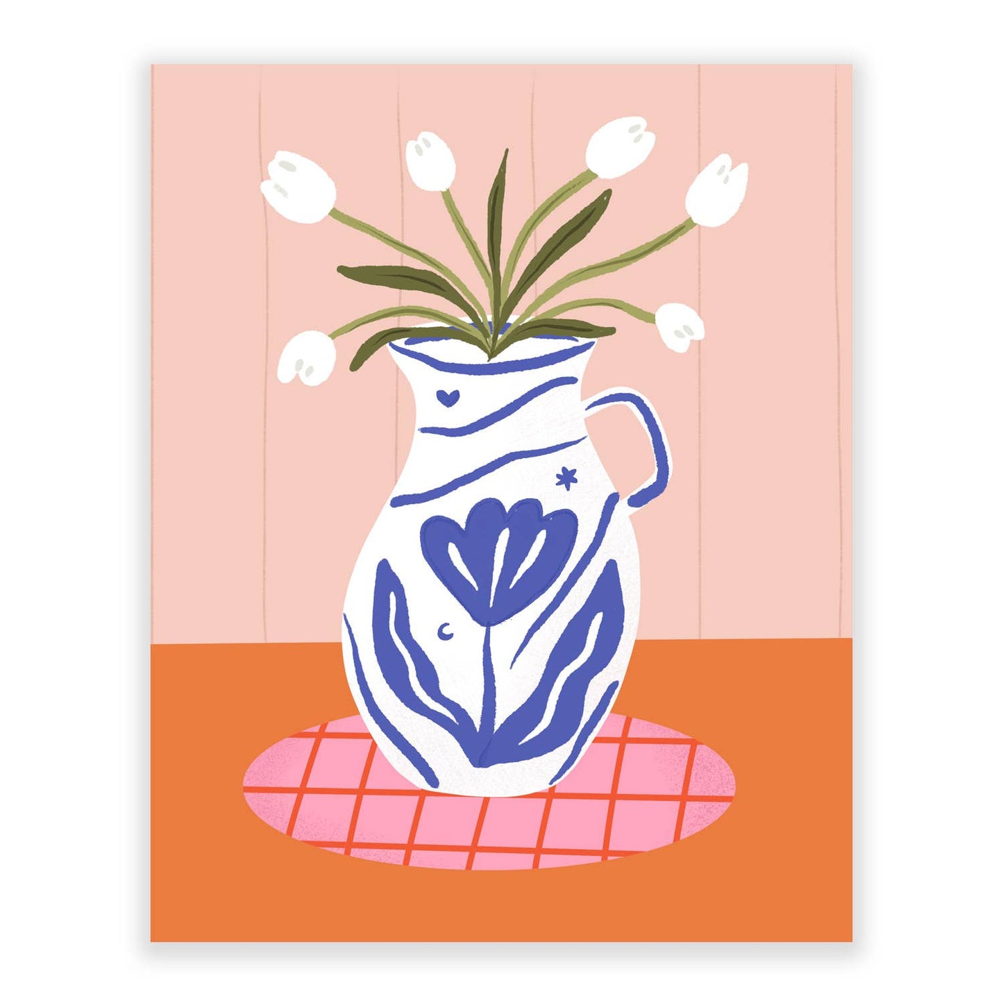 Blue Floral Vase 8x10"