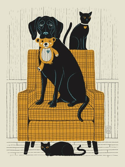 Dog With Cats print