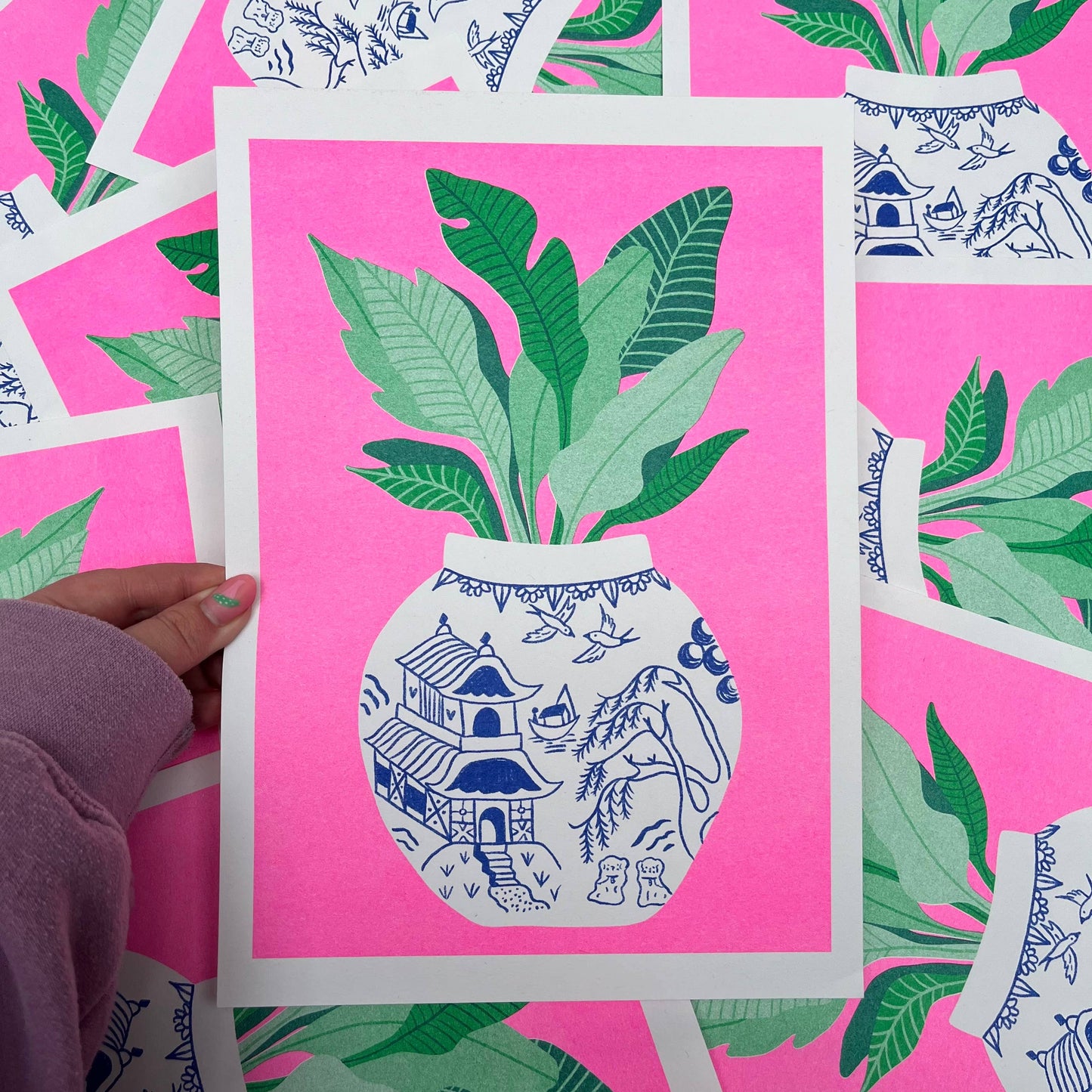 Willow Pattern Plant A4 Print