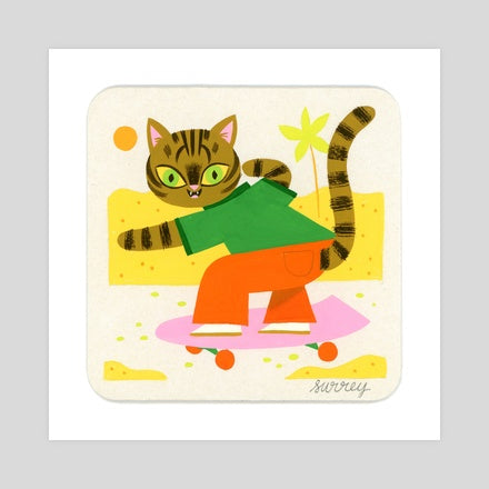 Skateboard Cat print