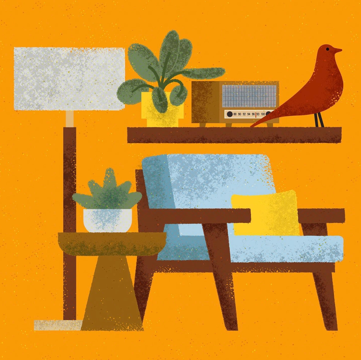 Orange Room & Arm Chair 9x11"