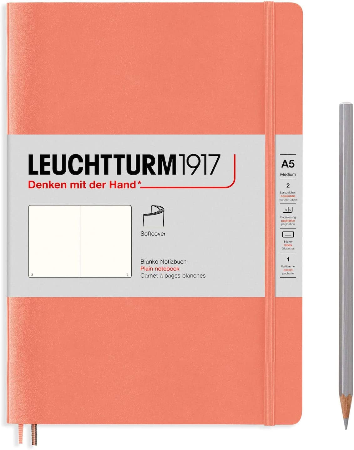 Leuchtturm A5 Medium Hardcover Notebook: Plain Pages