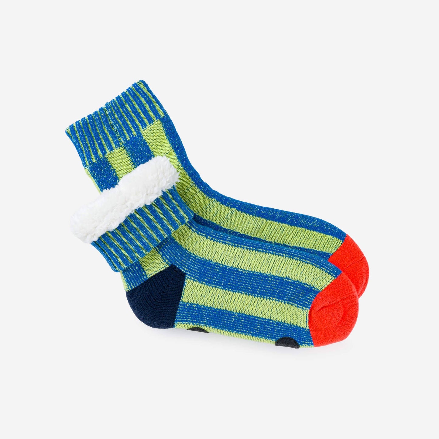 Lime Cobalt Big Stripe House Socks