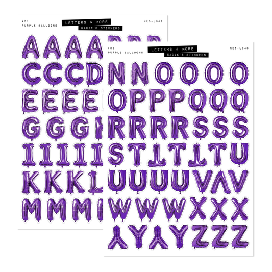 Purple Balloon Letter Sticker Set