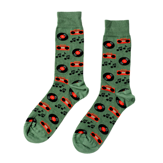 Vinyl Records Large Crew Socks