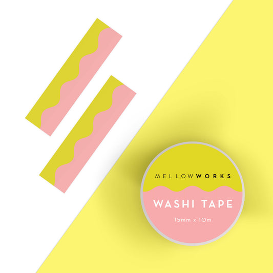 Chartreuse and Pink Wave Washi Tape