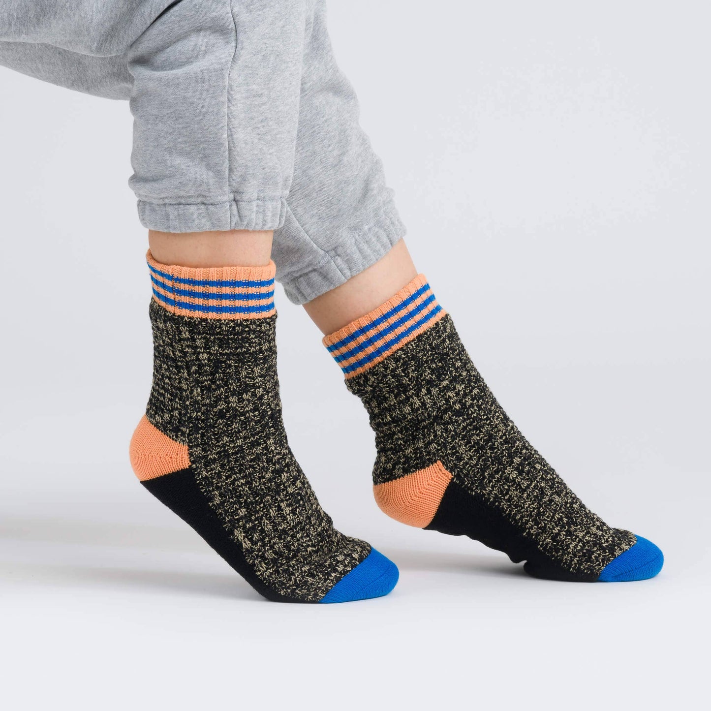 Black Varsity Knit House Socks