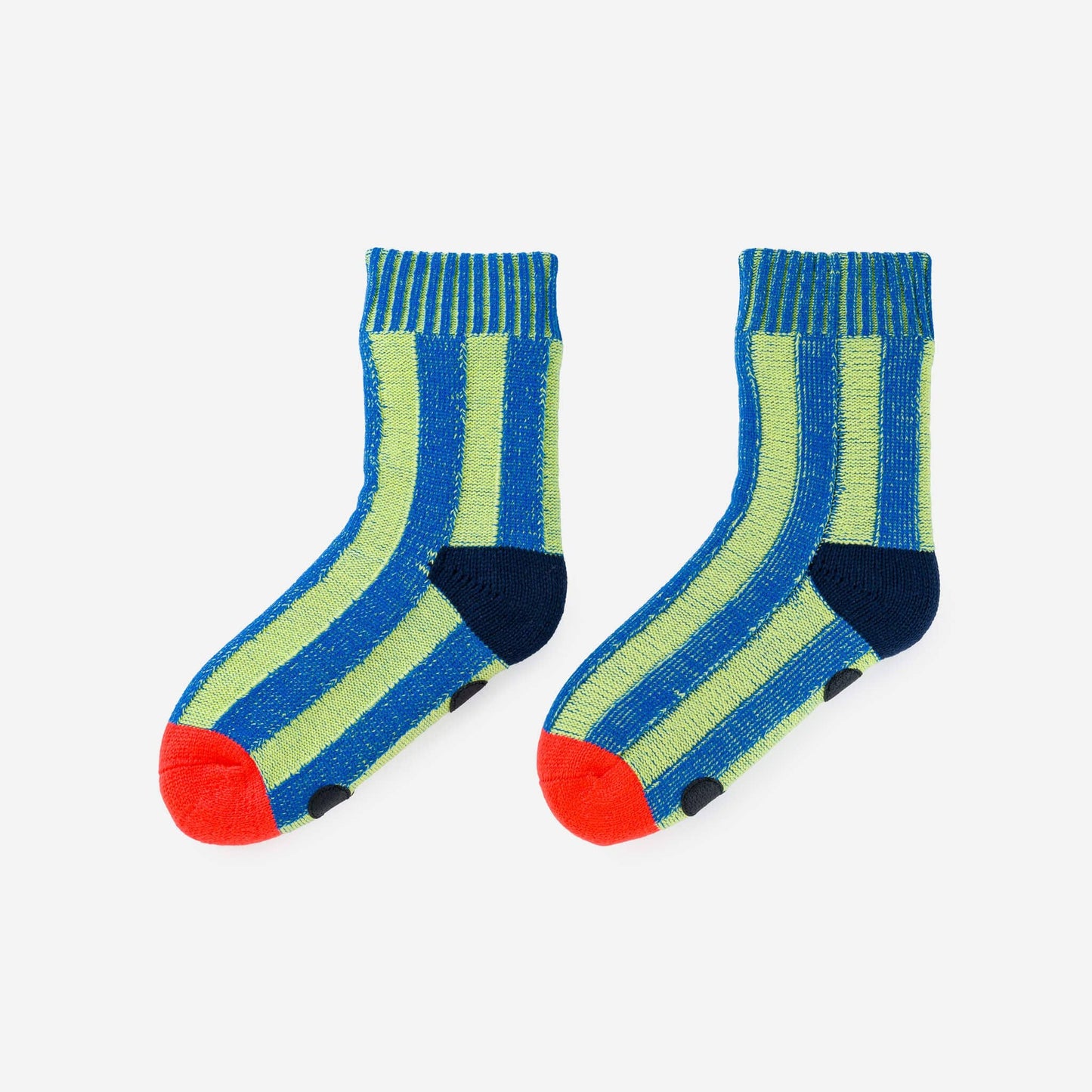 Lime Cobalt Big Stripe House Socks