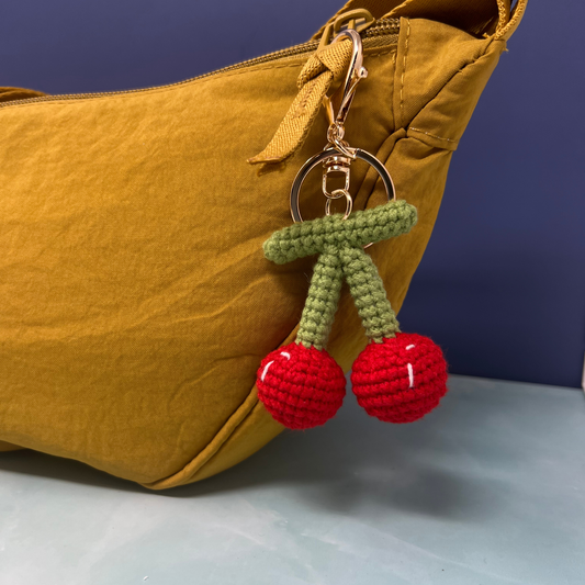 Cherry Crochet Keychain